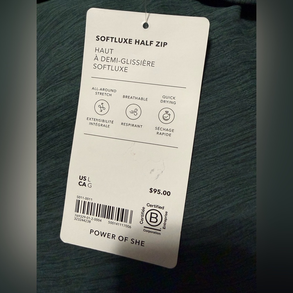 NWT Athleta Wens SoftLuxe Half Zip Pine Heather Athletic Top SO soft! - Picture 7 of 13